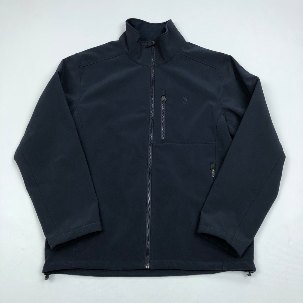 Polo Ralph Lauren Performance Mens Medium Navy Blue Softshell Jacket Mock Neck